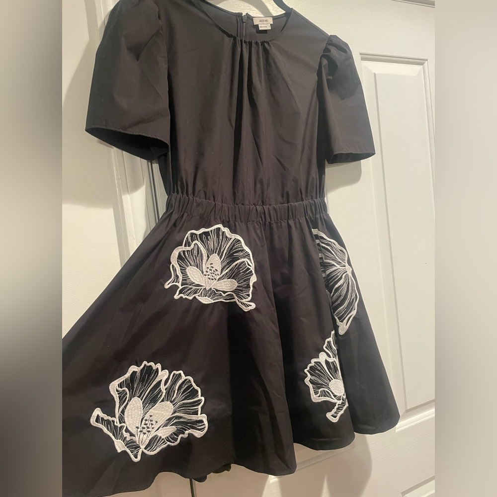 Jason Wu Puff Sleeve Dress with Poppy Embroidery - Picture 3 of 9